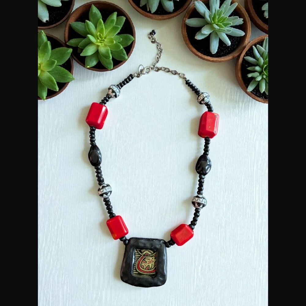 Chicos Retired Beaded Faux Coral 20" Chunky Statement Necklace